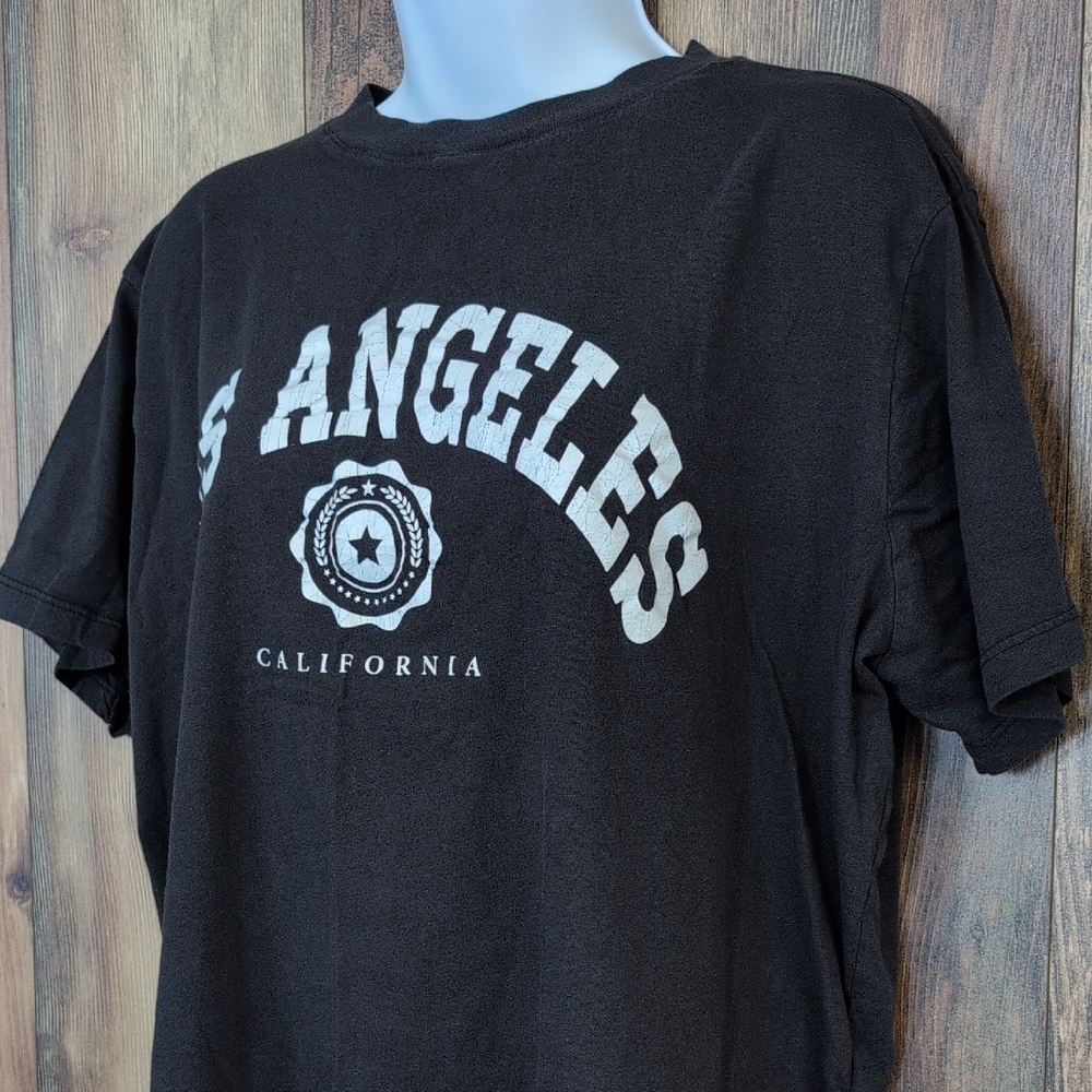 H&M Charcoal Gray/Blue Distressed Crop Top Tee XL                    1208